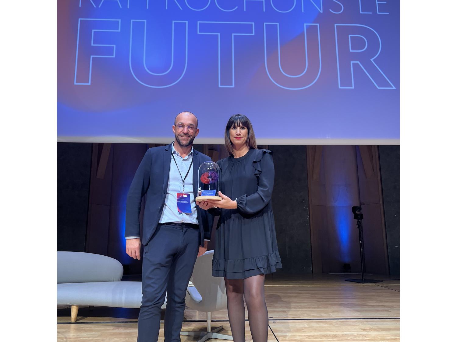 Pierre Fontanille et Nadia Auclair lors de la remise de prix du concours i-Lab, Paris, 19 septembre 2024